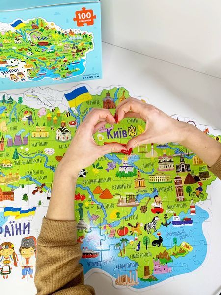 Дитячі картонні пазли &laquo;Мапа України&raquo;, 100 елементів, Dodo 300267 фото